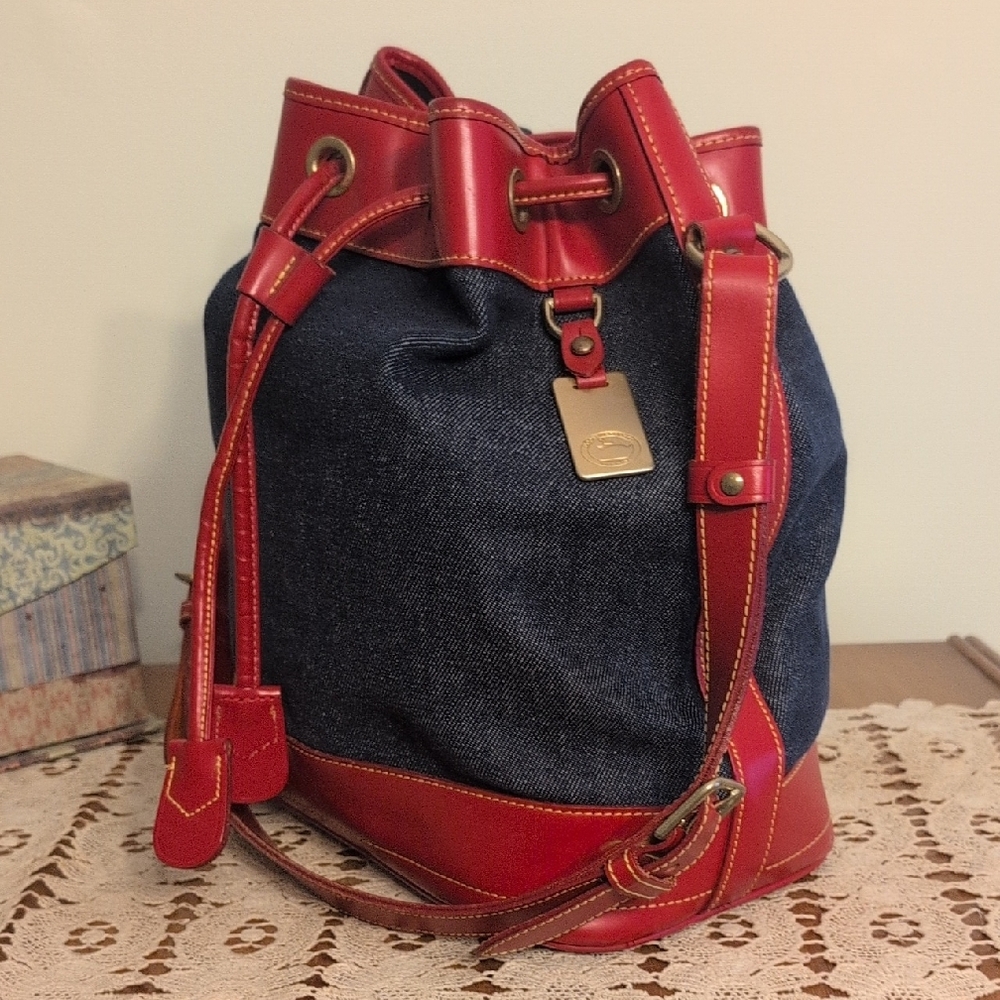 Red and Blue Denim Bucket Bag - Picture 2 of 12